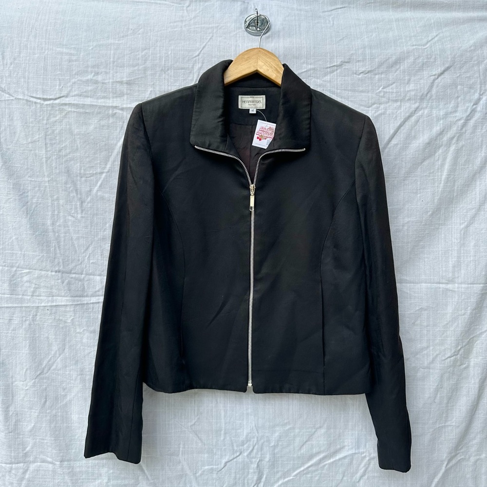 Vintage Henri Bendel Black Zip-Up Women's Blazer Jacket